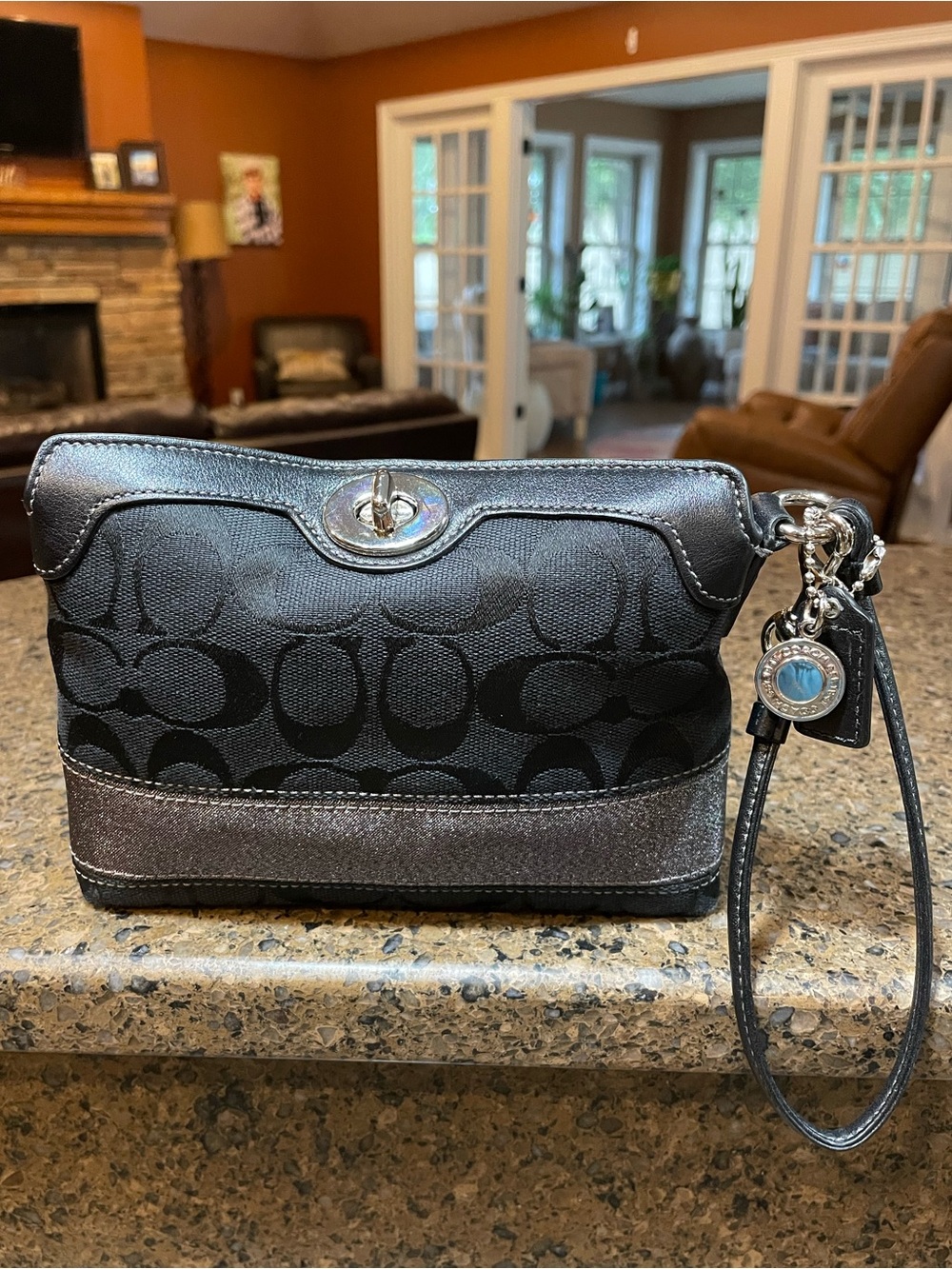 Y2K Vintage Coach Legacy Signature Mini Hobo Wristlet 42026 Black Gunmetal